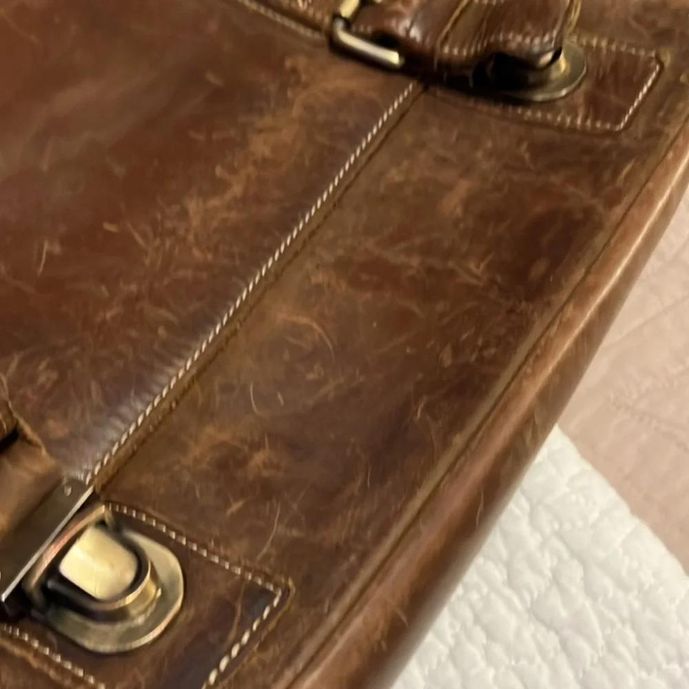 SMRITI Vintage Distressed Brown Leather Crossbody Shoulder Messenger Bag